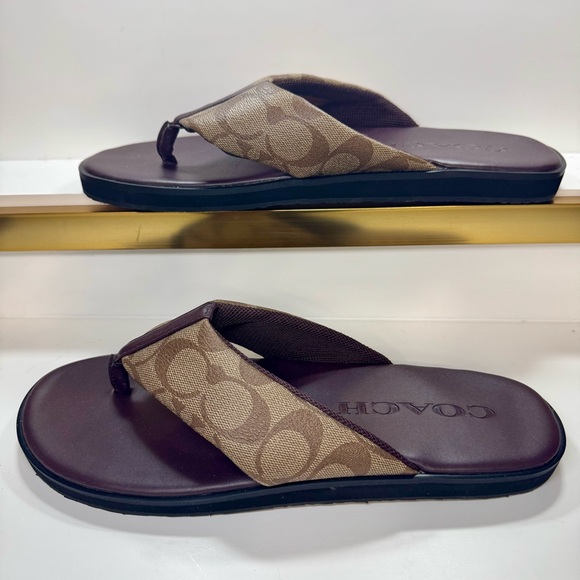 Coach Men’s Signature Canvas Flip Flop Sandals Size 10D G4921 New No Box/Tags - Picture 12 of 14